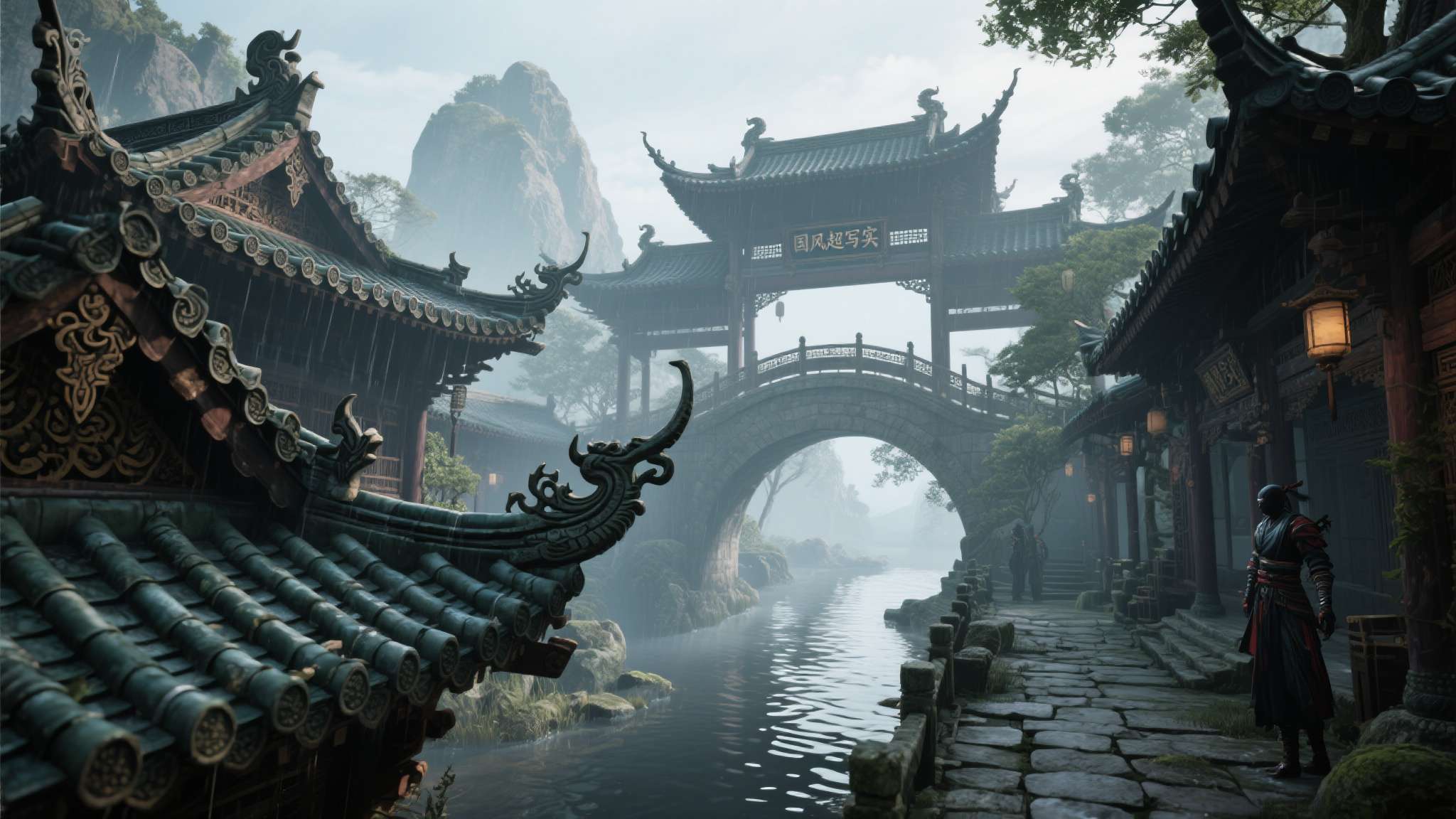 影之刃零3d造型 《影之刃零》的美术团队并非凭空创作,而是深度参考了中国传统建筑、自然地貌与民俗元